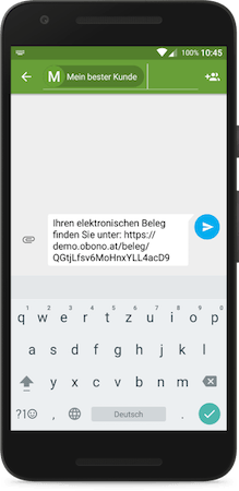 e-beleg-sms Beispiel für eine sms mit elektronischem Beleg